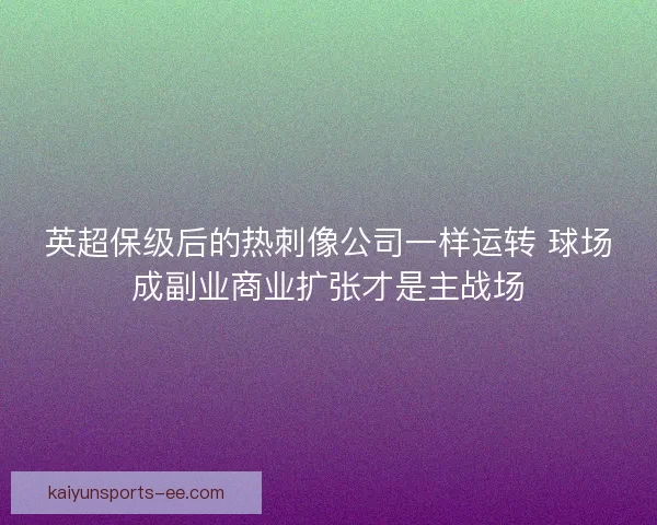英超保级后的热刺像公司一样运转 球场成副业商业扩张才是主战场